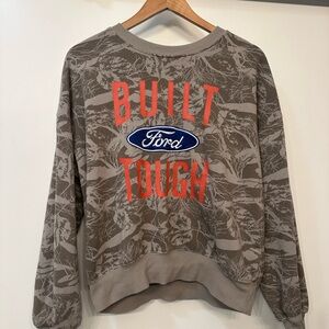 Women’s Hybrid Apparel Gray Camo Crewneck with Ford Logo